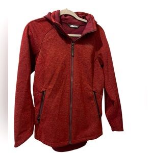 The North Face Red  jacket with Hood and High Collar.Size Medium